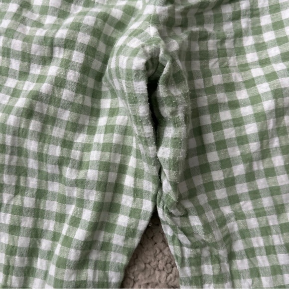 American Eagle Women SET Crop Top Pants Shirt Ruffle Gingham Green White Tie - Picture 11 of 13